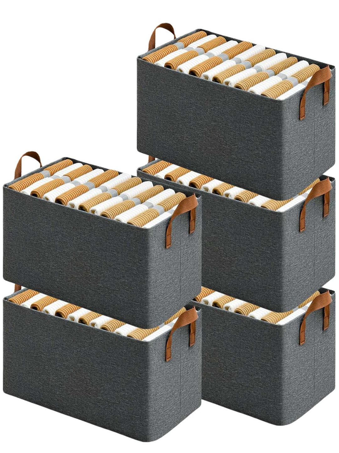 Panchhi Store Grey Pack of 5 Multipurpose Storage Basket Grey