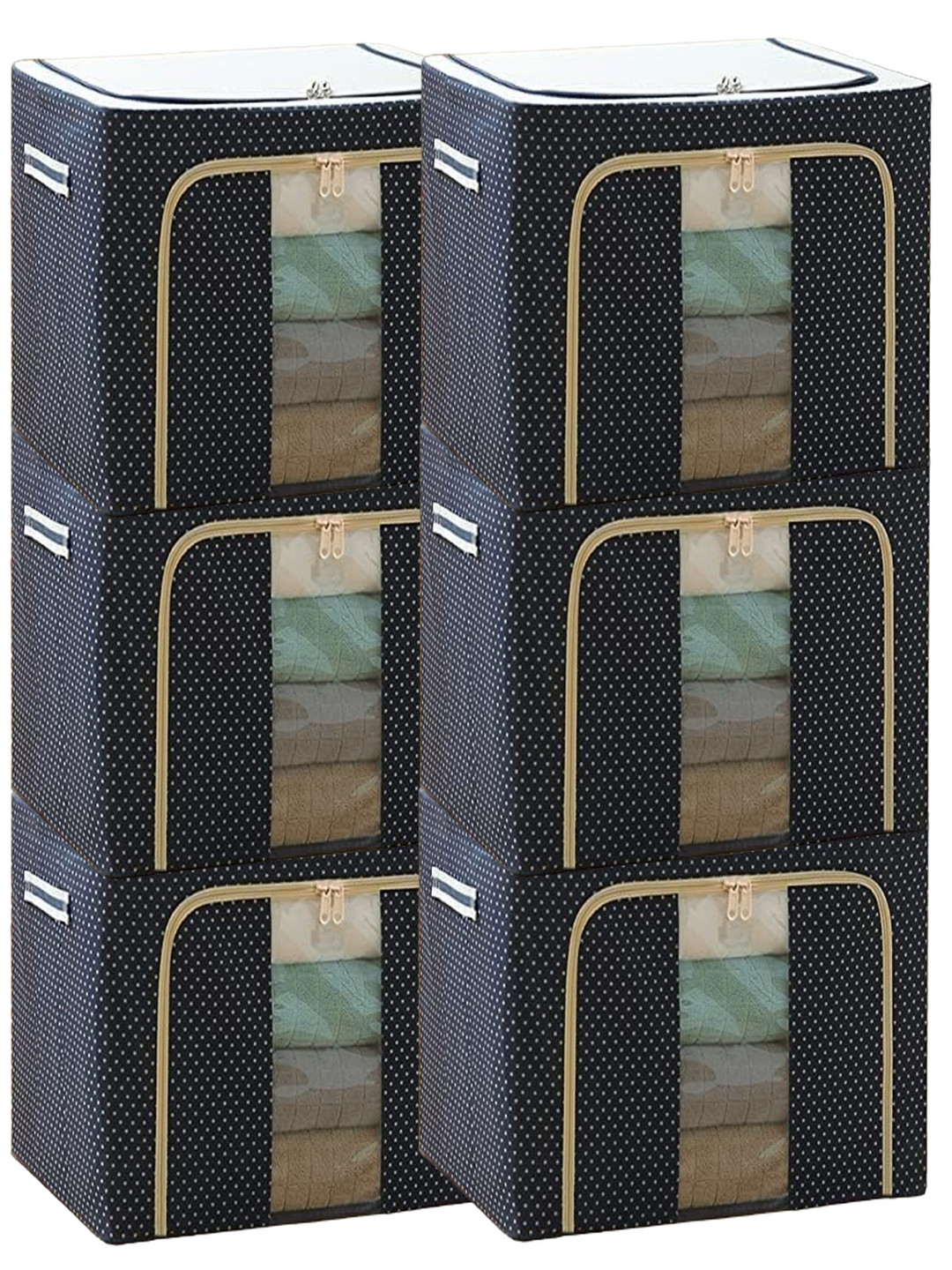 Panchhi Store Blue Pack Of 6 Clothes Organizer Bag for Wardrobe 66 L