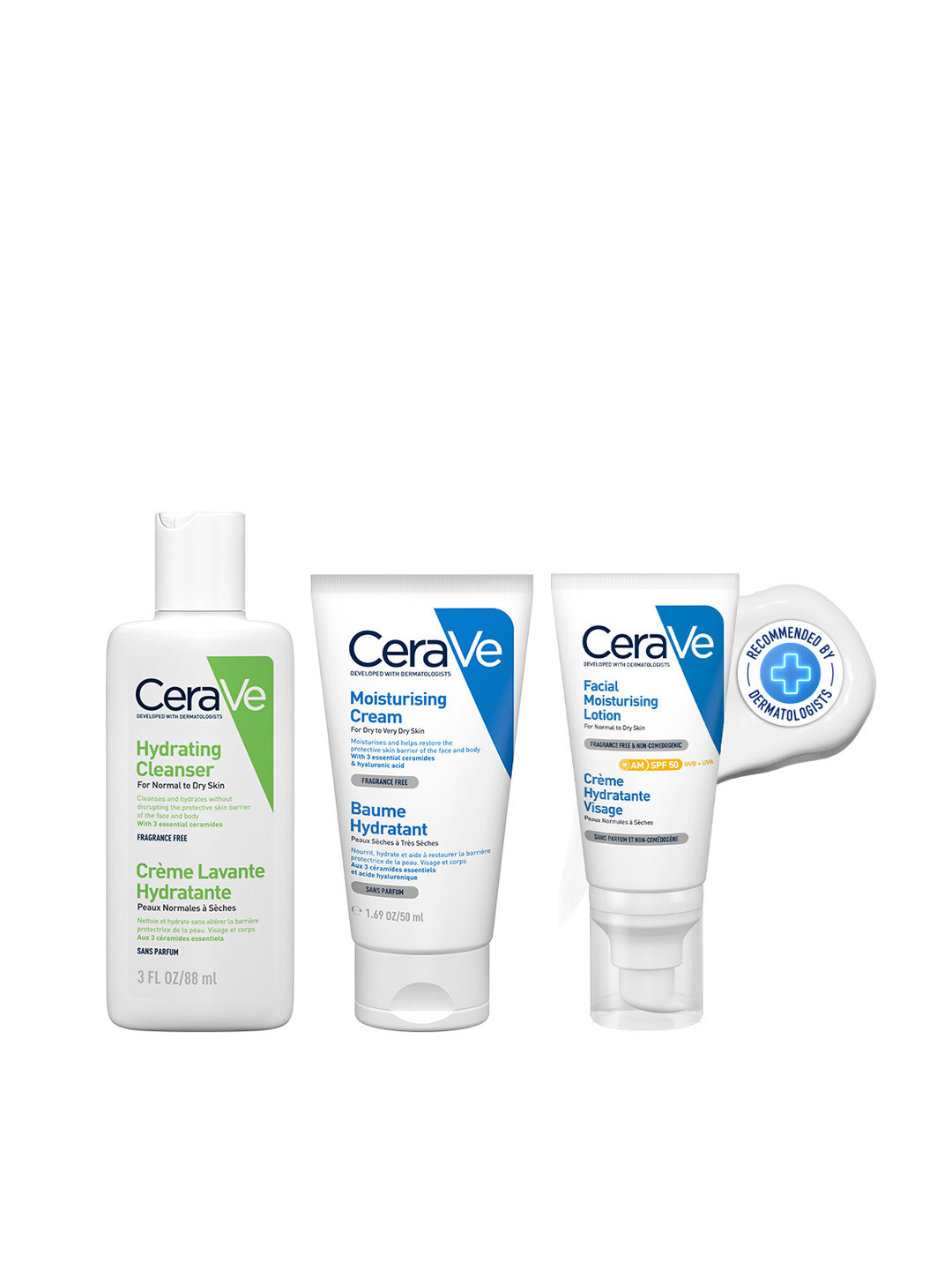 CeraVe Morning Skincare Combo of Facewash & Moisturizer SPF50 for Normal To Dry Skin
