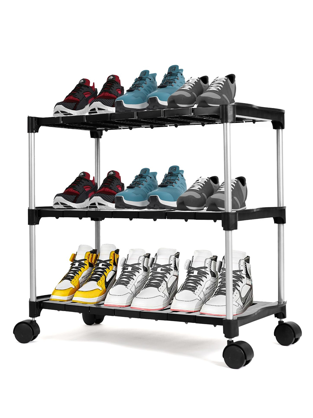 ADA Handicraft Black 3 layer Shoe Rack