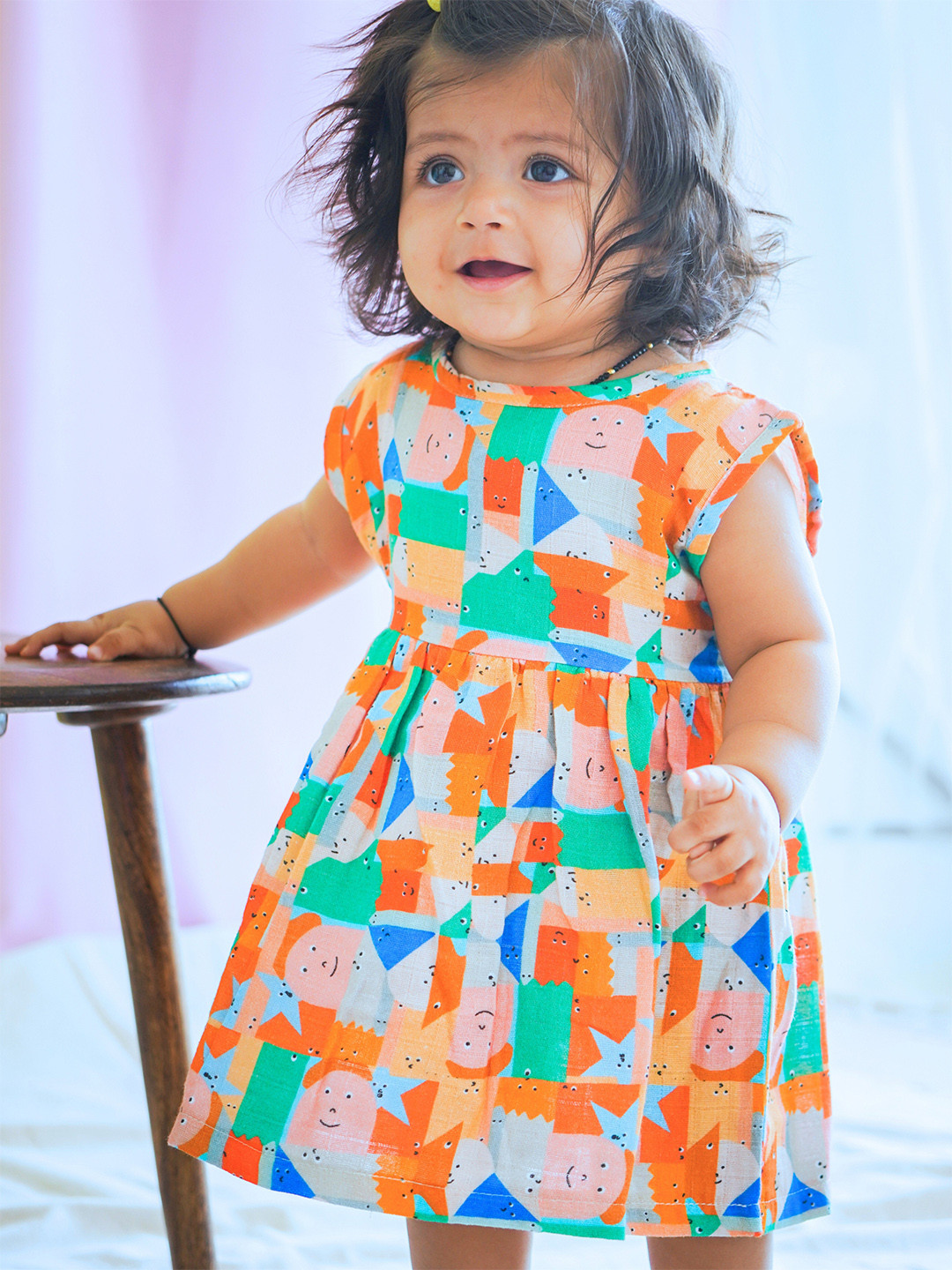 The Boo Boo Club Girls Floral Print Round Neck A-Line Dress