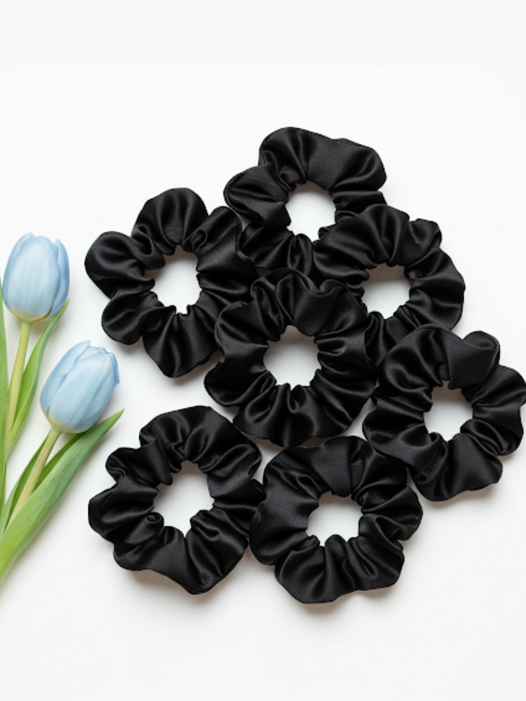 Mueras Set of 7 Satin Silk Scrunchies Hair Accessories
