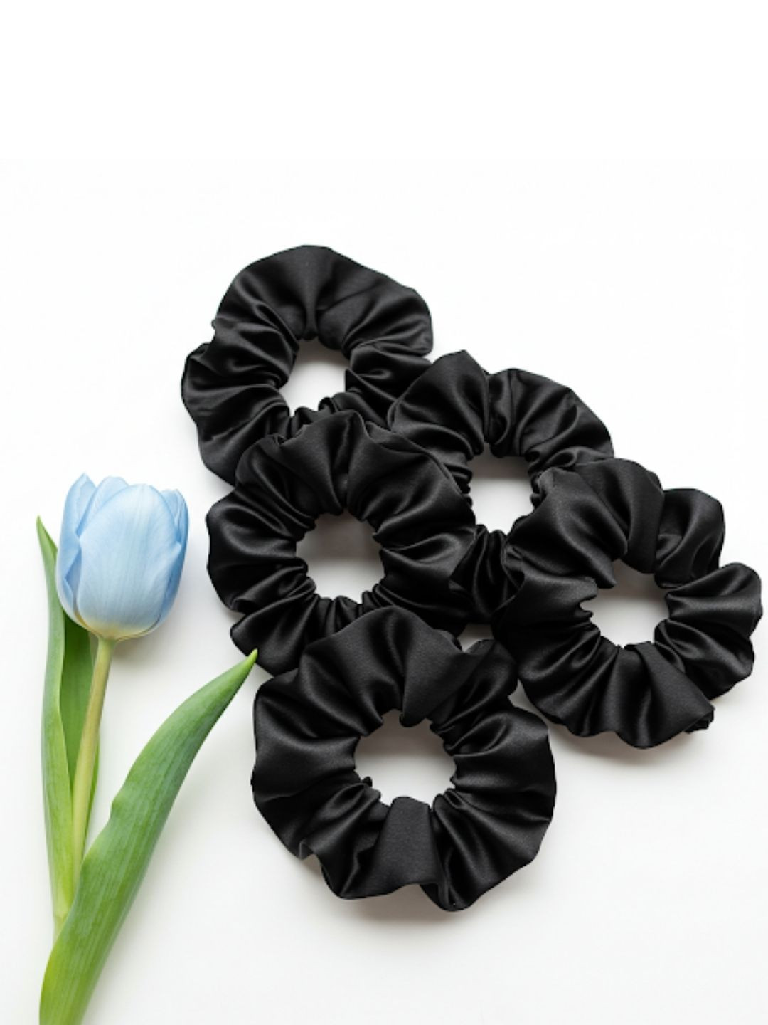 Mueras Set of 5 Satin Silk Scrunchies Hair Accessories