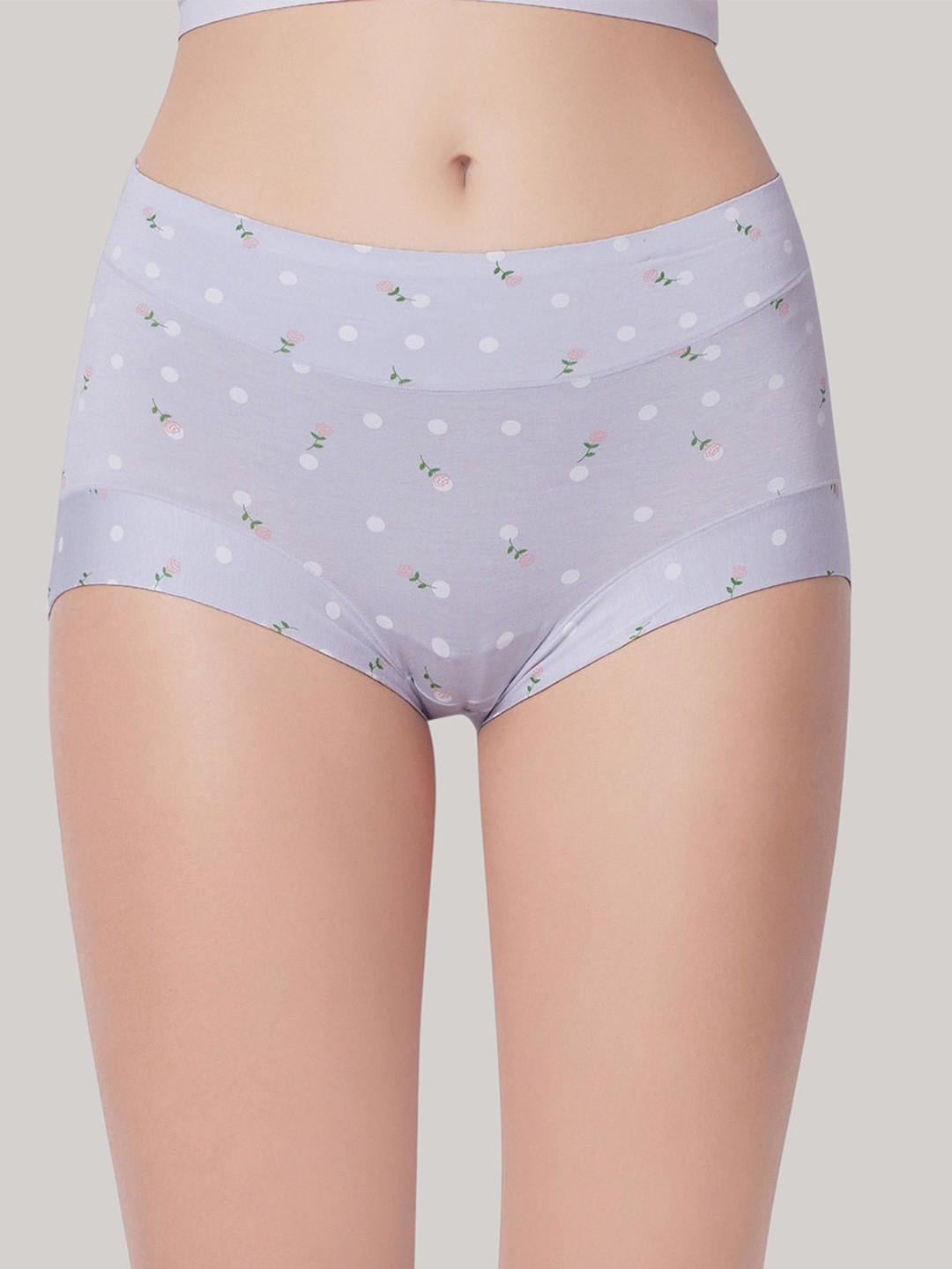 PLUMBURY Women Plus Size Floral Printed Mid-Rise Full Coverage Hipster Briefs