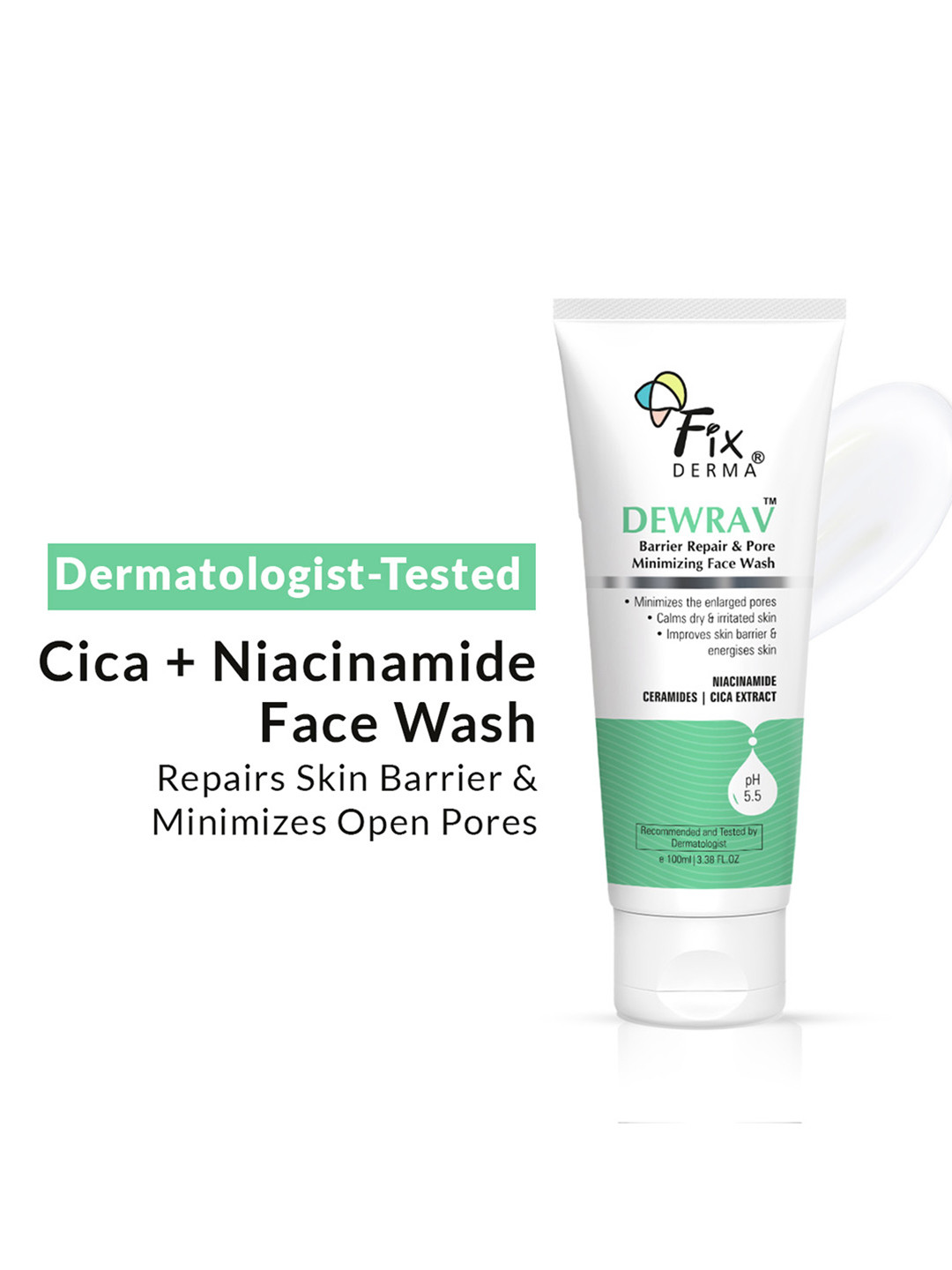 Fixderma Dewrav Barrier Repair & Pore Minimizing with 2% Niacinamide Face Wash 100ml