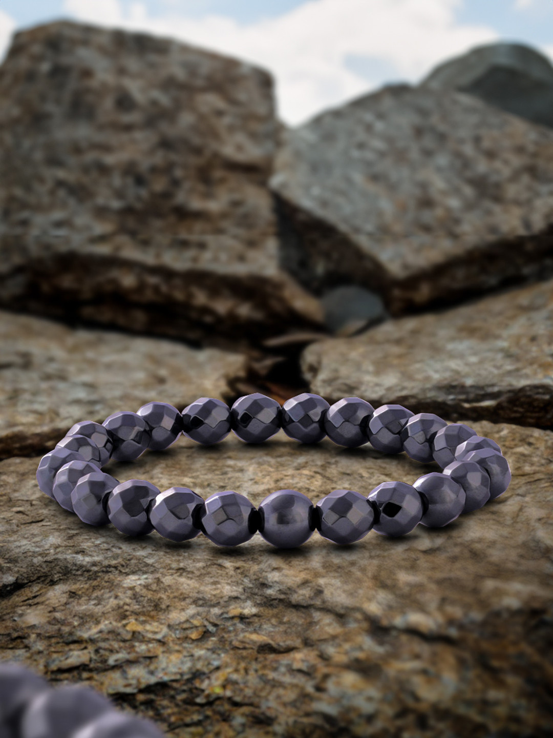 BLACK MAMBA Unisex Hema Hexa Natural Stones Strechable Bracelet