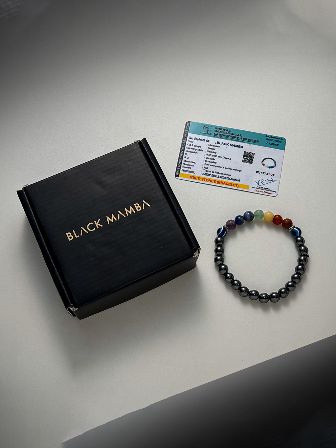 BLACK MAMBA Black Mamba Unisex 7 Chakra Natural Stones Strechable Bracelet