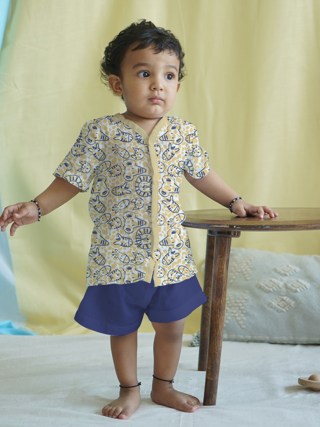 The Boo Boo Club Kids Printed Muslin Shirt With Shorts