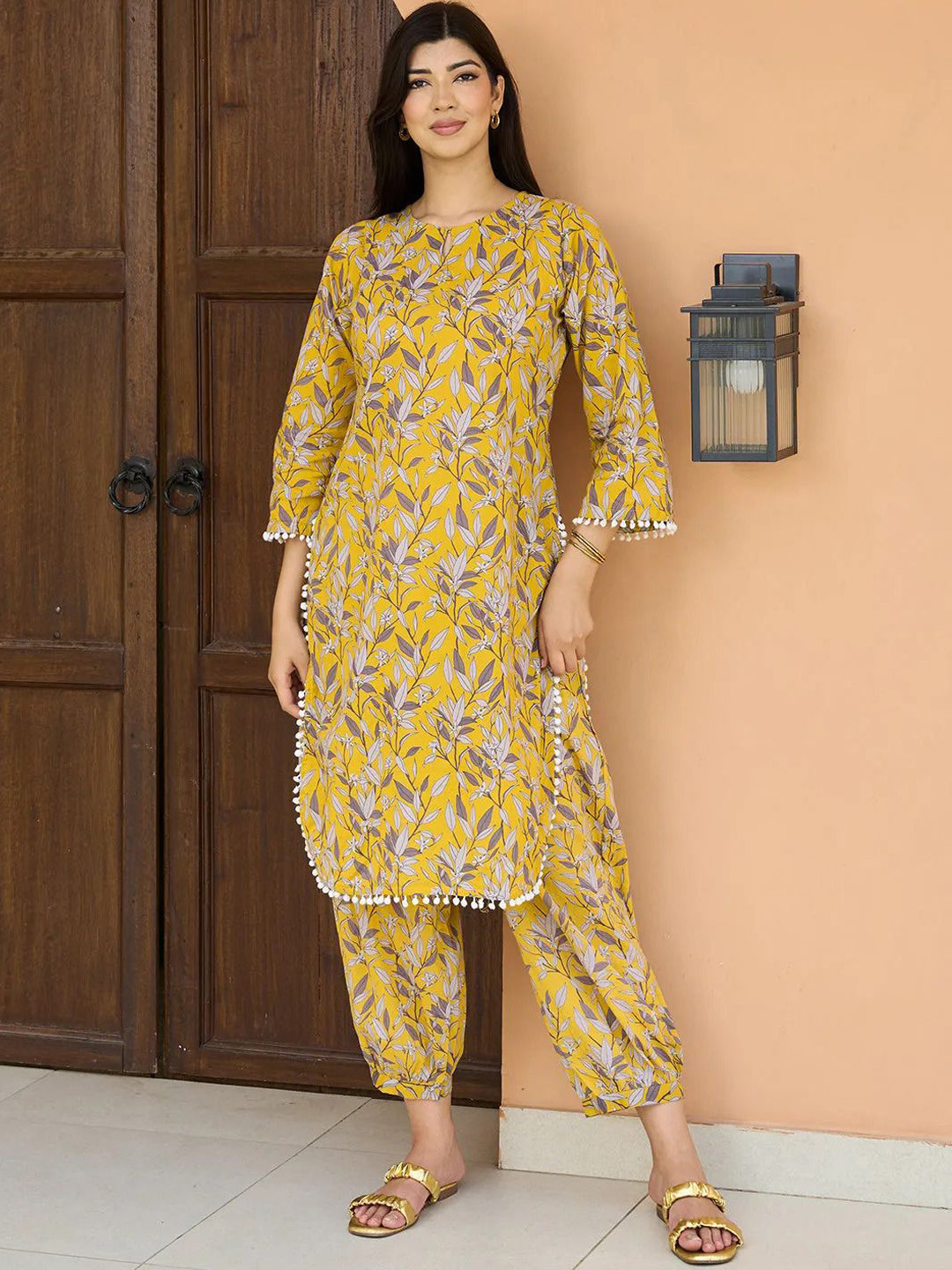Libas Floral Printed Keyhole Neck Straight Kurta With Salwar