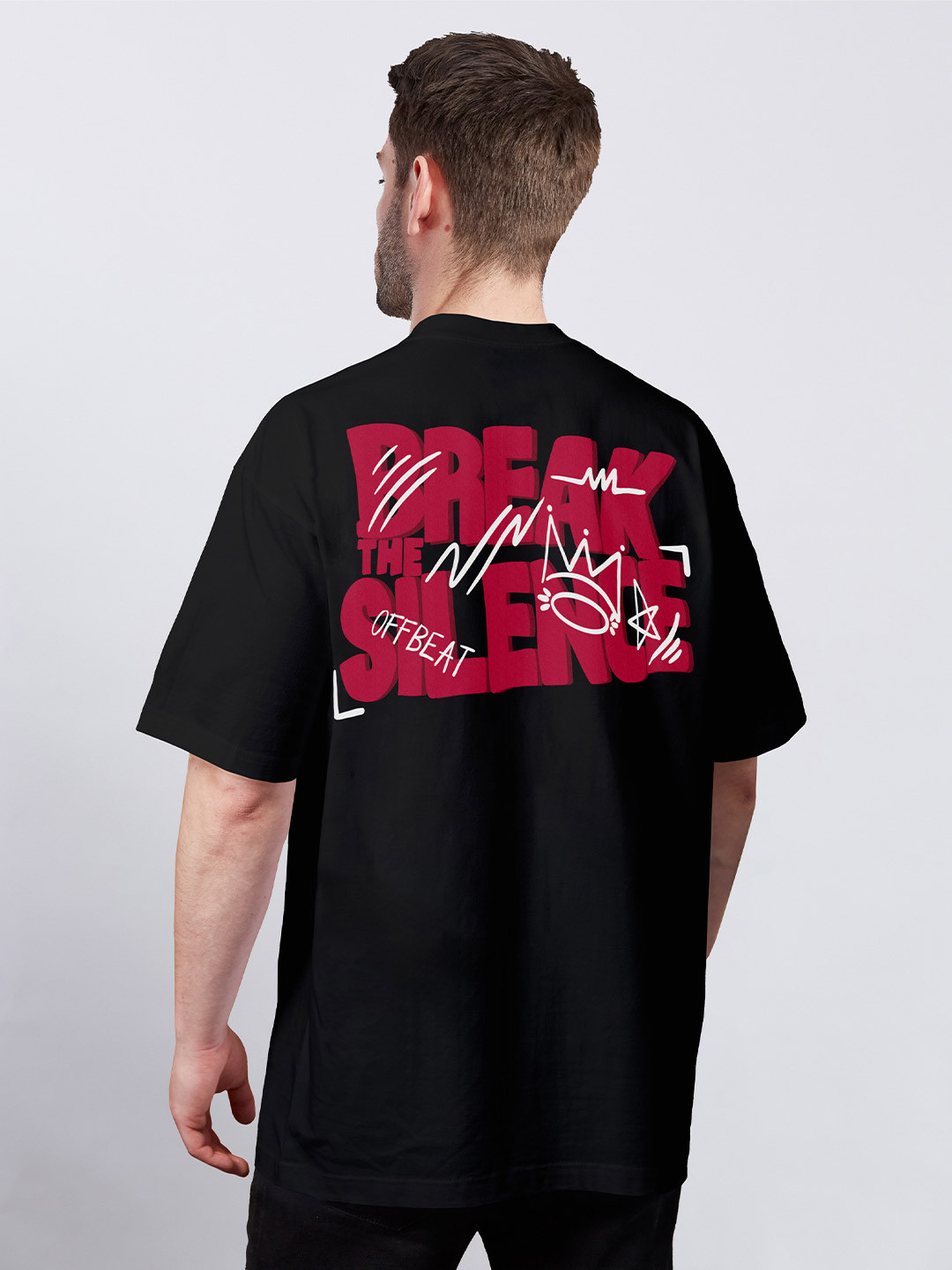 Offbeat Outfits Men Typography Printed Applique T-shirt