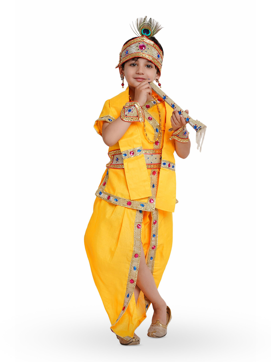 Kaku Fancy dresses Kids Krishna Costume Kurta With Dhoti Pants & Accessories