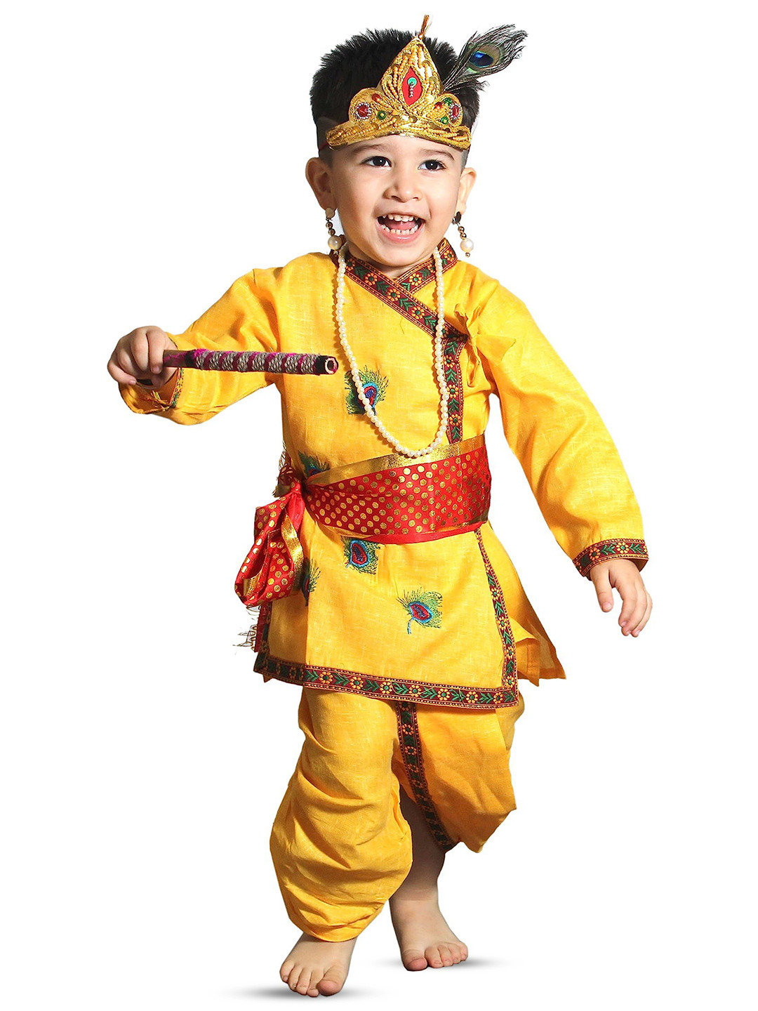 Kaku Fancy dresses Boys Krishna Pankh Costume Kurta With Dhoti Pants & Accessories