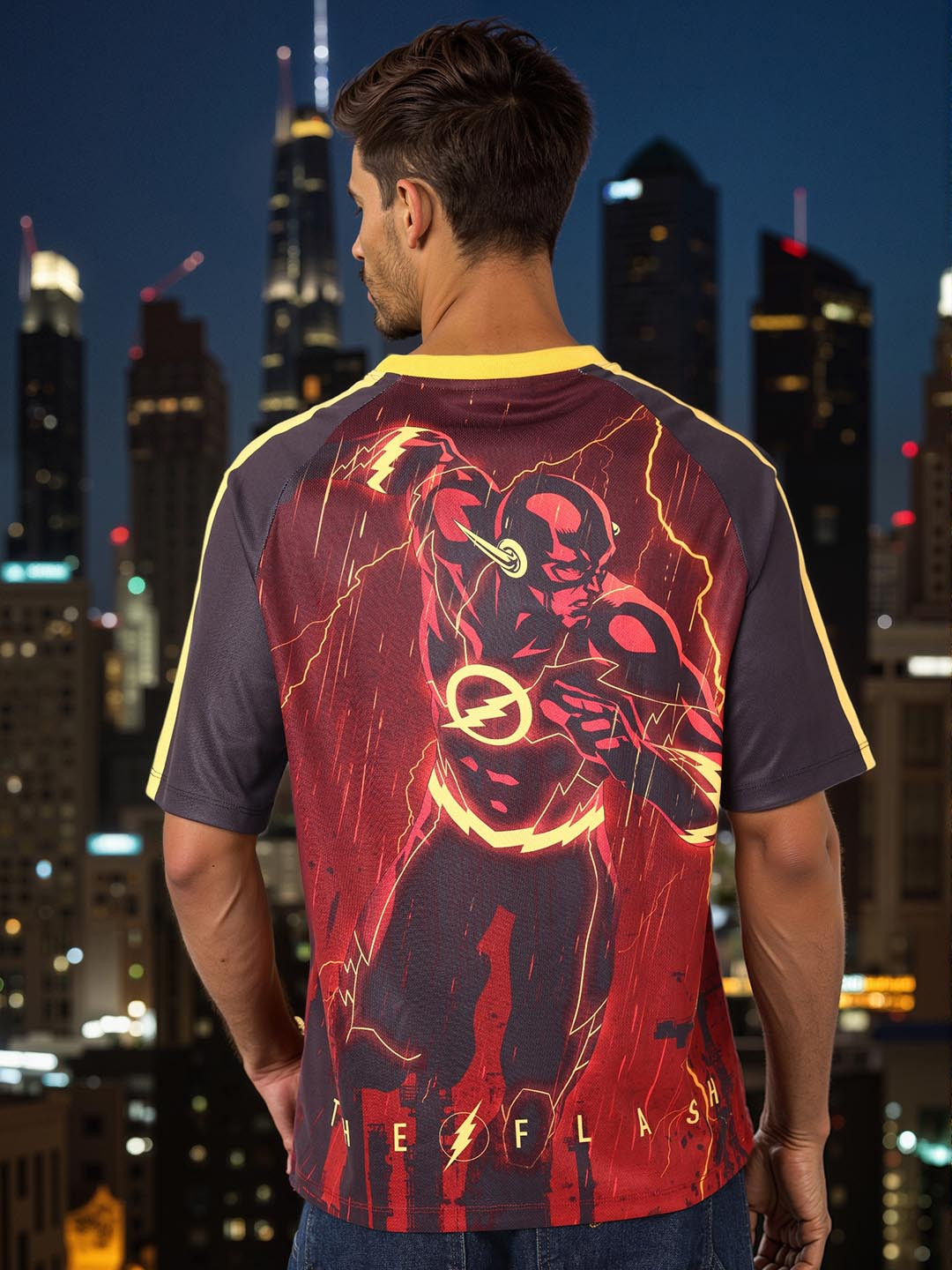 The Indian Garage Co Men Printed Extended Sleeves Raw Edge Boxy T-shirt