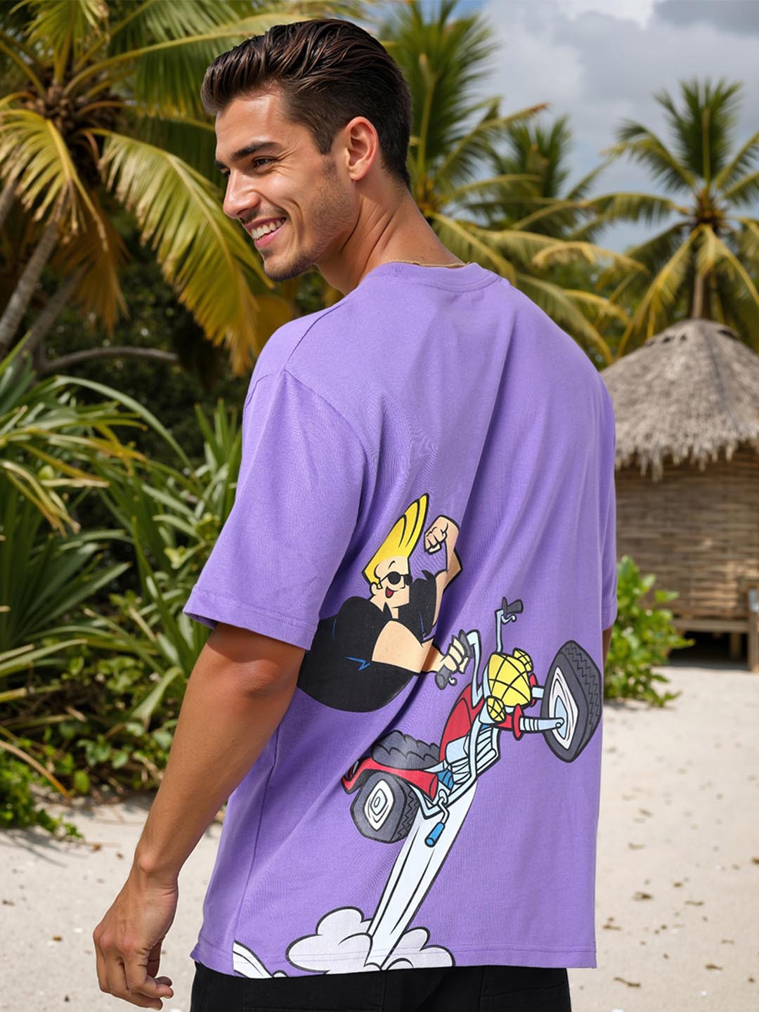 The Indian Garage Co Men Printed Raw Edge Boxy T-shirt
