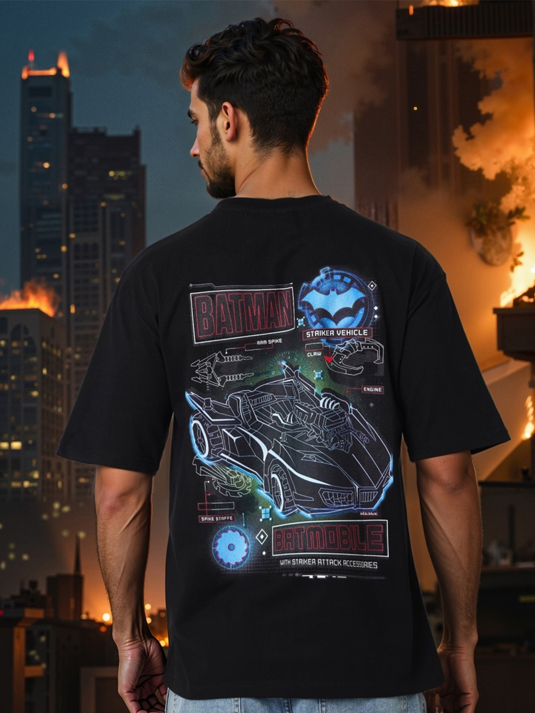 The Indian Garage Co Men Biker Printed Raw Edge Boxy T-shirt