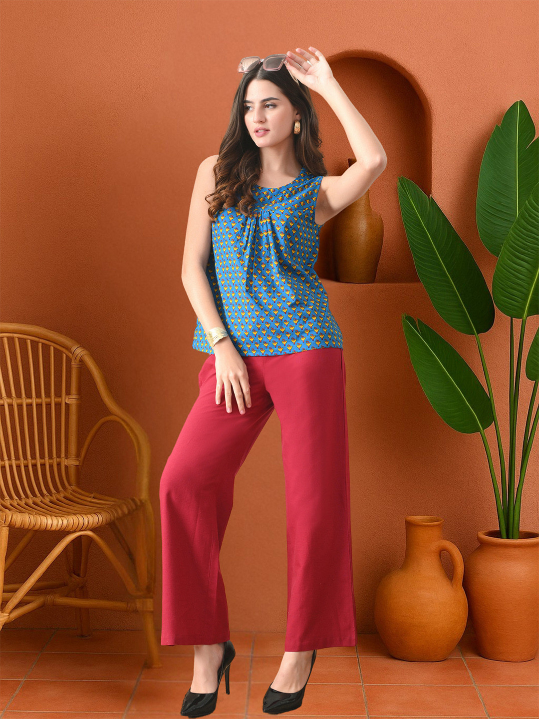 DECKEDUP Ethnic Motifs Printed  Top