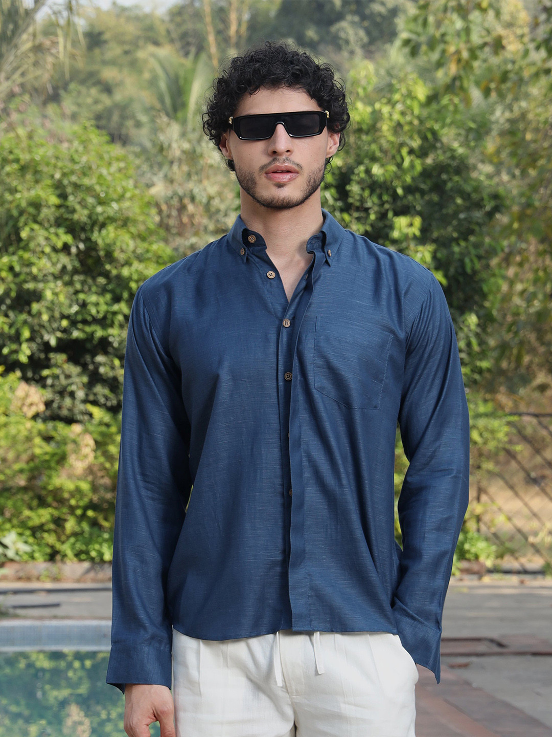 ROAR FOR GOOD Regular Fit Smart Casual Hemp Shirt with Hidden Placket
