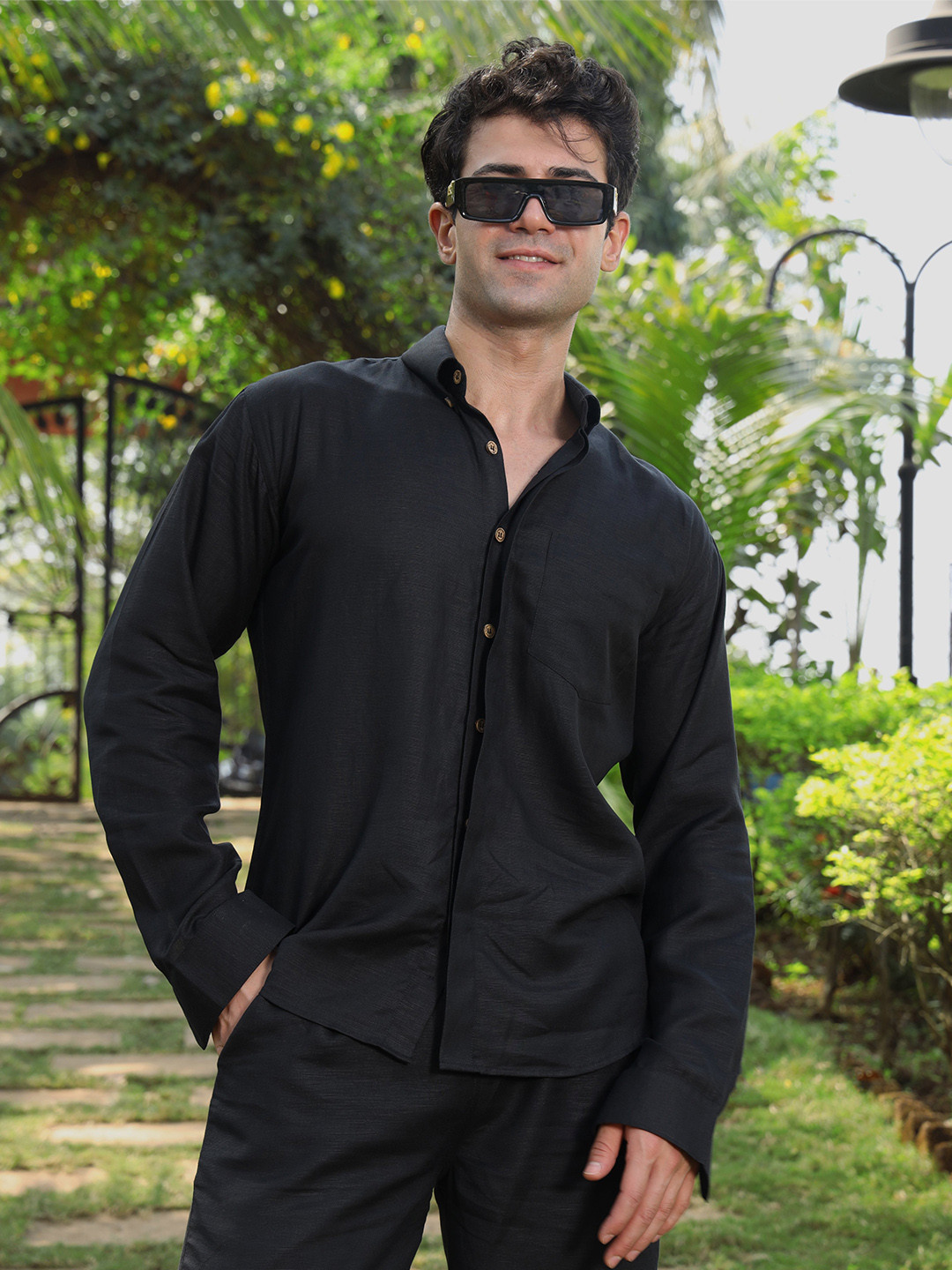 ROAR FOR GOOD Regular Fit Smart Casual Hemp Shirt with Hidden Placket