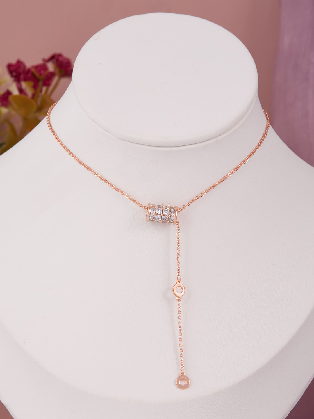 GC Jewelery Rose Gold-Plated American Diamond Studded Chain
