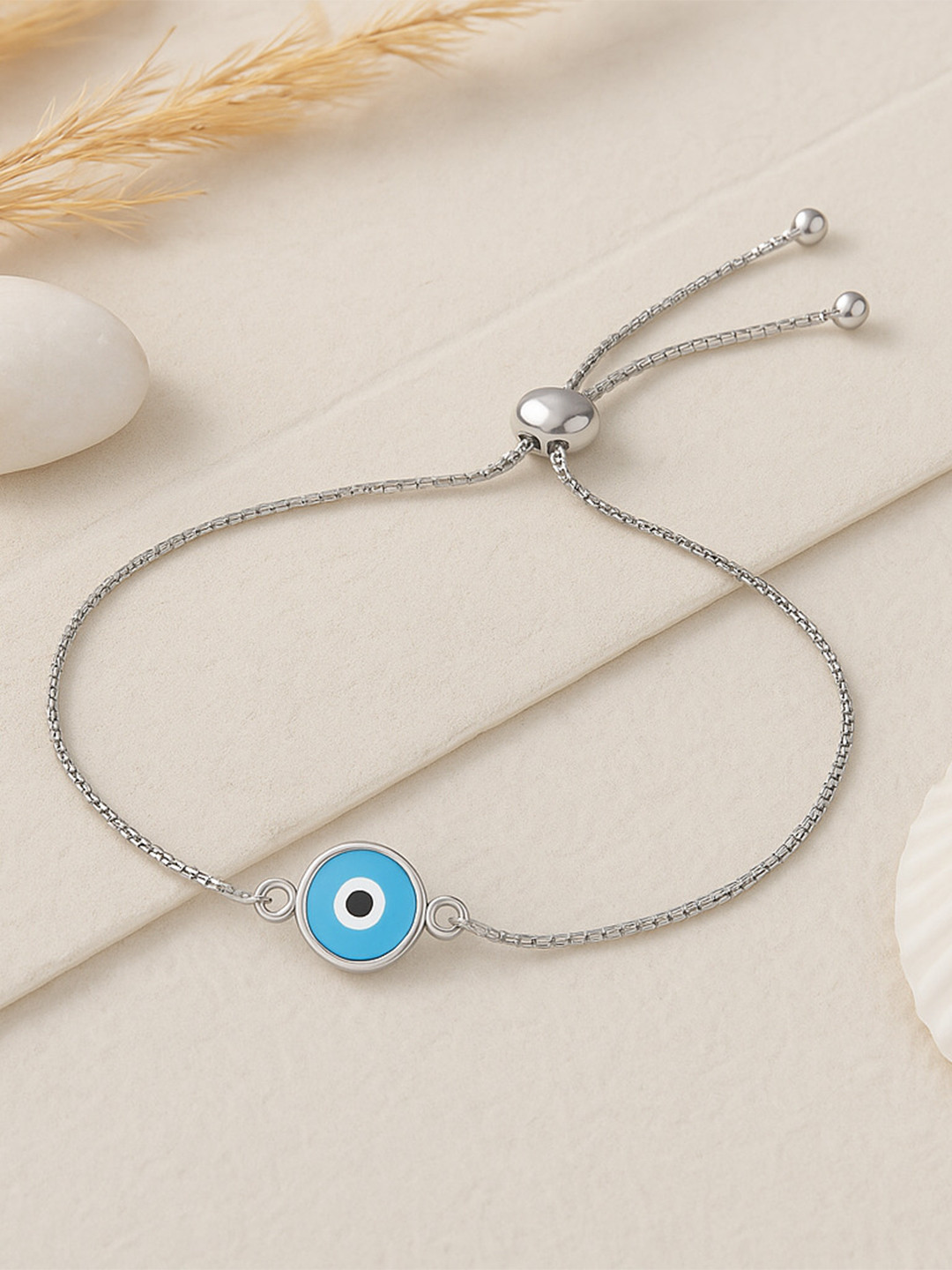 Zisthi 925 Sterling Silver Evil Eye Adjustable Bracelet