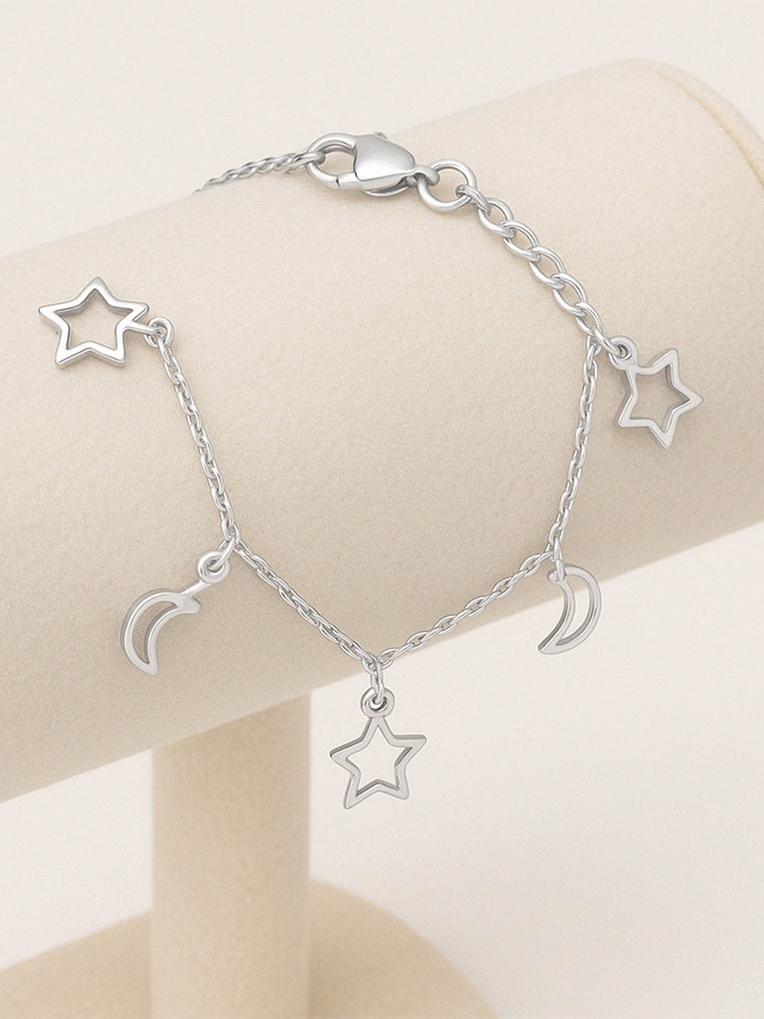 Zisthi 925 Sterling Silver Adjustable Moon & Star Design Bracelet