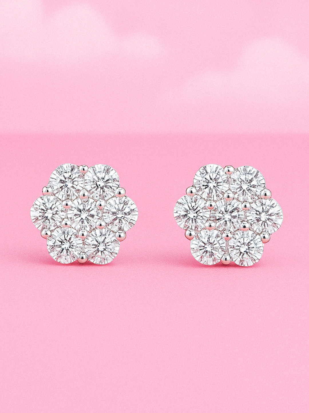 Zisthi 925 Sterling Silver Rhodium-Plated Celestial-Inspired Stud Earrings