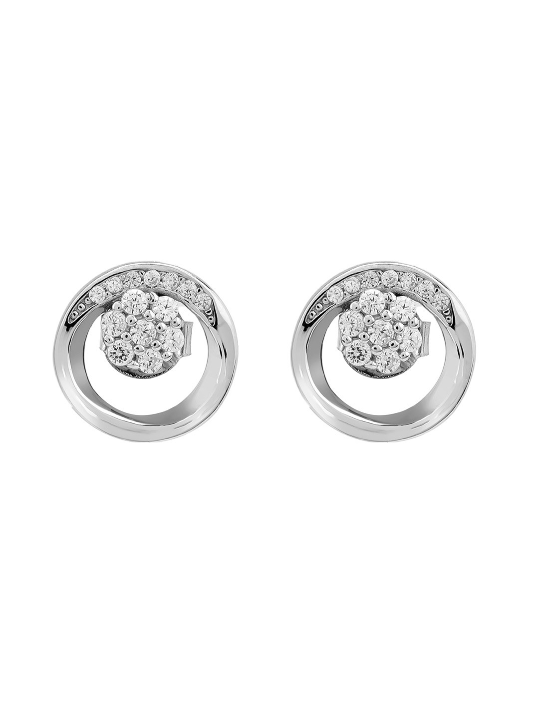 Zisthi 925 Sterling Silver Rhodium-Plated Small Cute Round Earring