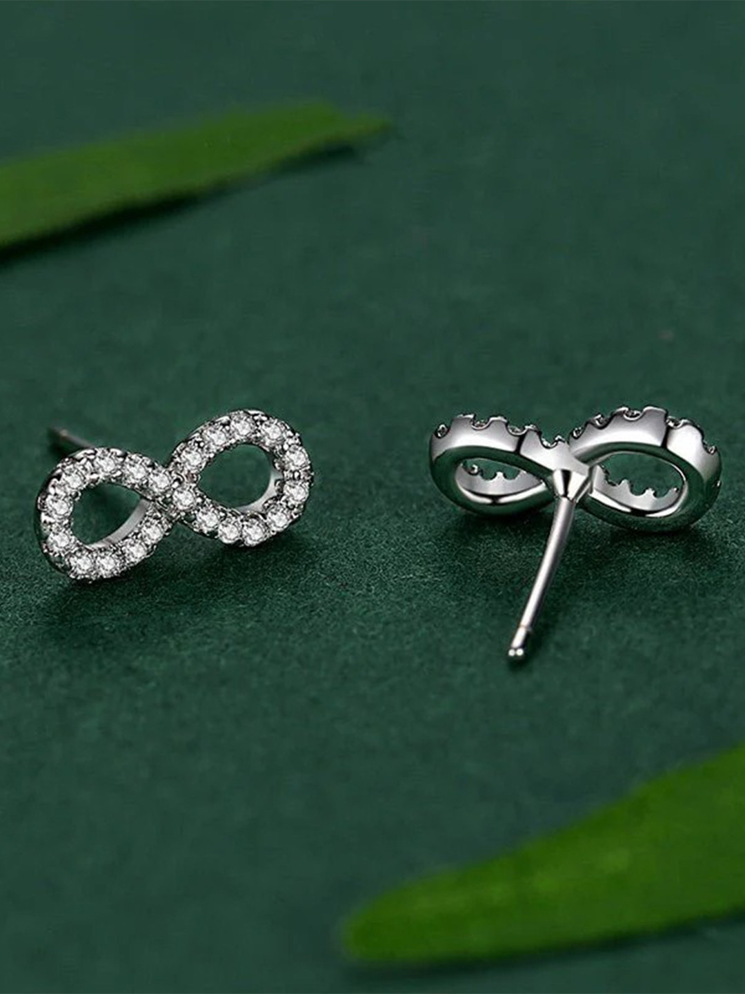 Zisthi 925 Sterling Silver Rhodium-Plated Infinity Zircon Earrings