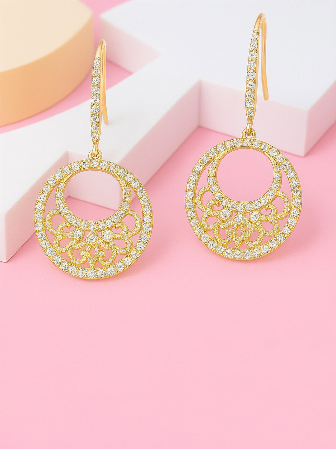 Zisthi 925 Sterling Silver Gold-Plated Moonlight Crescent Earrings
