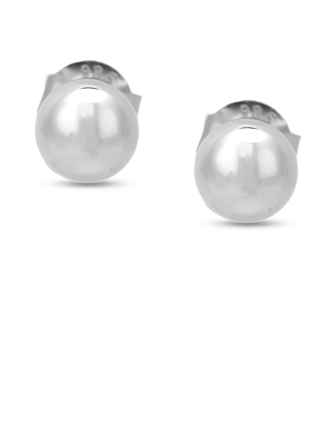Zisthi 925 Sterling Silver Rhodium-Plated Round Ball Earrings