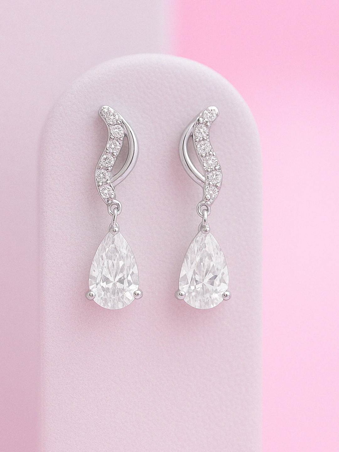 Zisthi 925 Sterling Silver Rhodium-Plated Ocean Wave Earrings