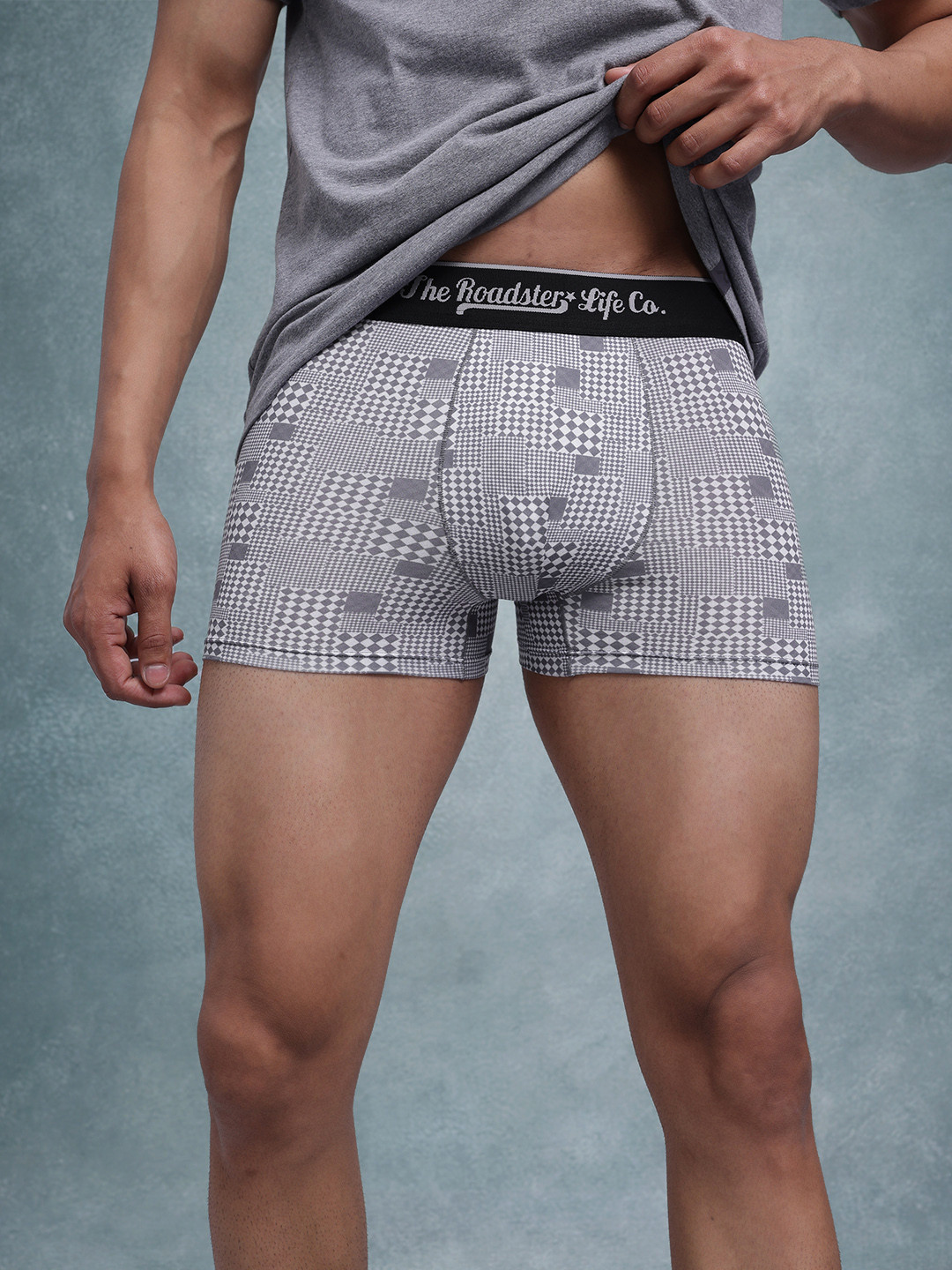 The Roadster Lifestyle Co. Men SilverPrinted Ultrasoft Stretchable Trunk