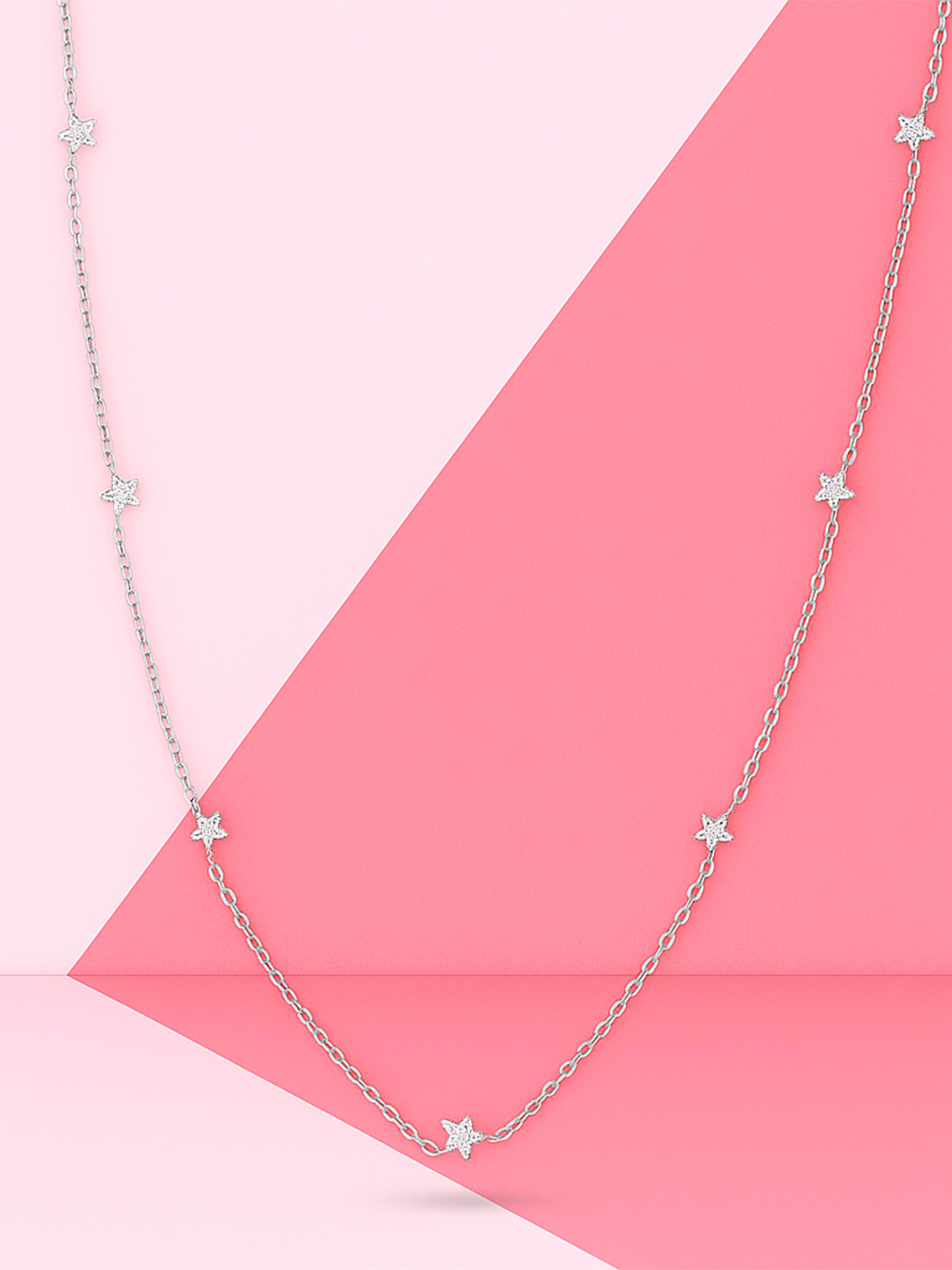 Zisthi 925 Sterling Silver Rhodium-Plated Star Map Chain-Necklace