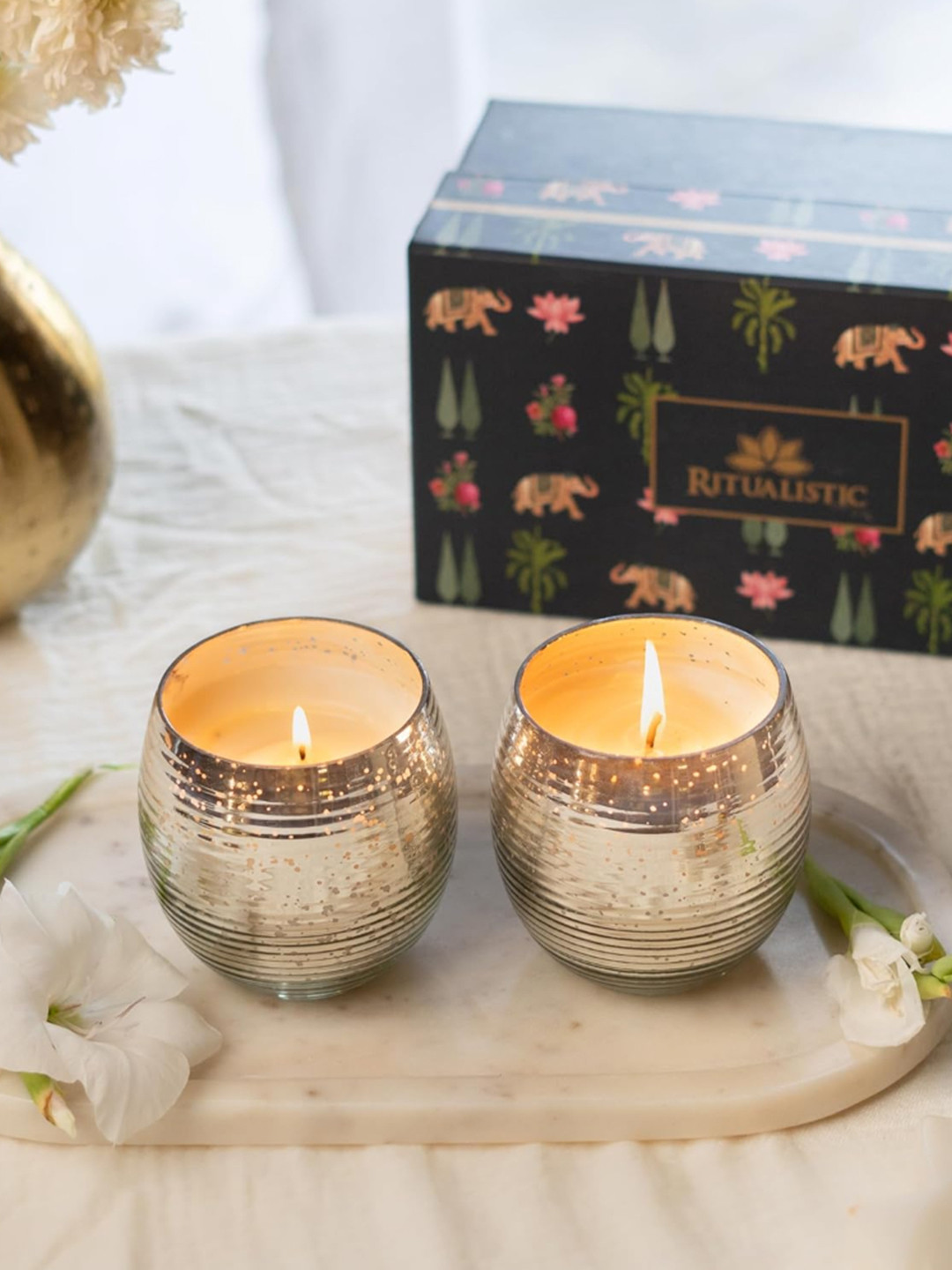 Ritualistic 2Pcs Scented 1 Wick Rose Abstract Geometric Regular Jar Candles