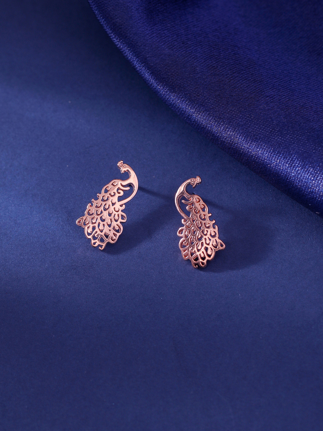 RACHIVA 925 Sterling Silver Rose Gold Lucky Charm Peacock Earrings