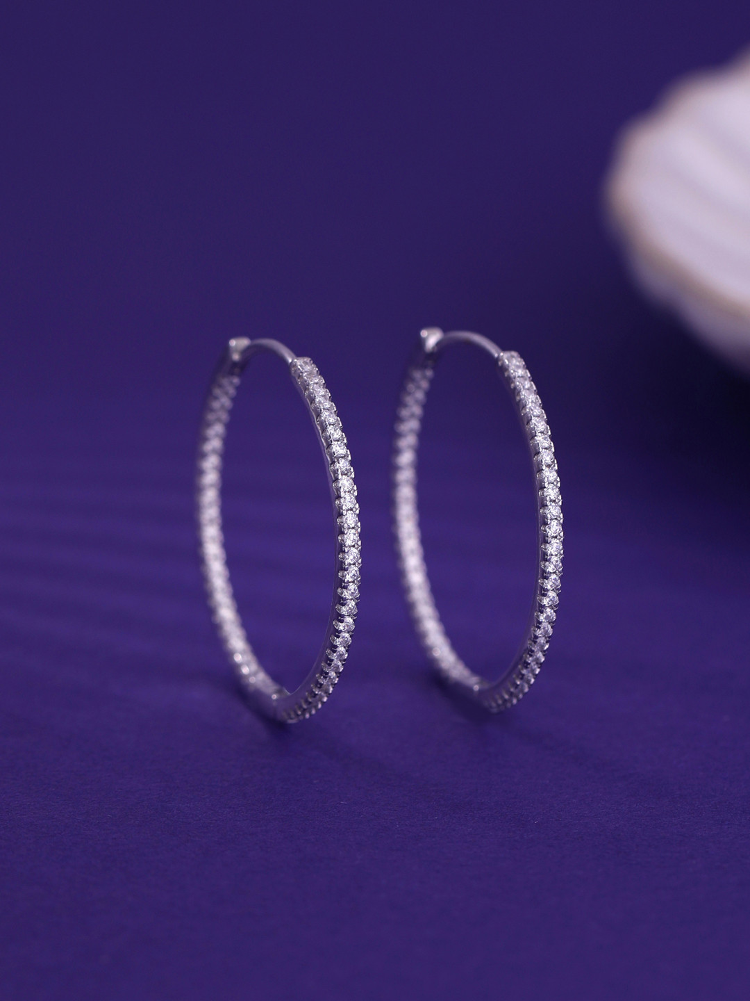 RACHIVA 925 Sterling Silver Simplicity in Radiance Zircon Silver Hoop Earrings