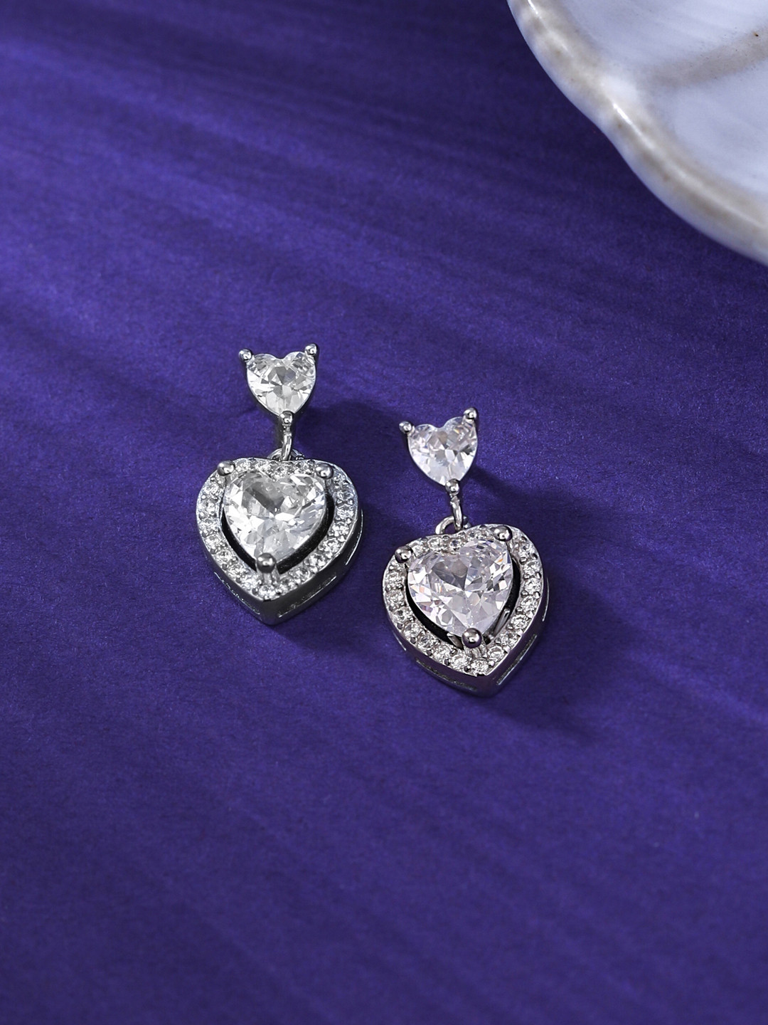 RACHIVA 925 Sterling Silver Cubic Zirconia Solitaire Zircon Valentine Heart Hanging