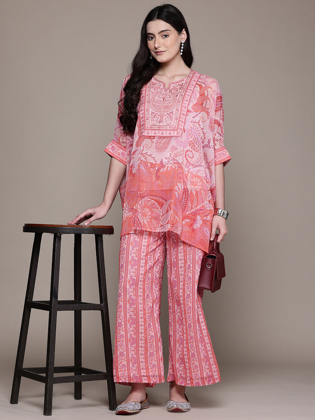 aarke Ritu Kumar Floral Print Kurti With Palazzo And Camisole Co-Ords