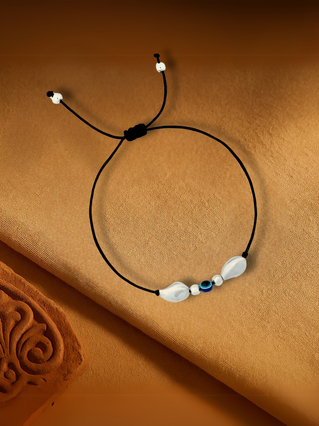 Nipura 925 Sterling Silver Paisley Charm Adjustable Anklets