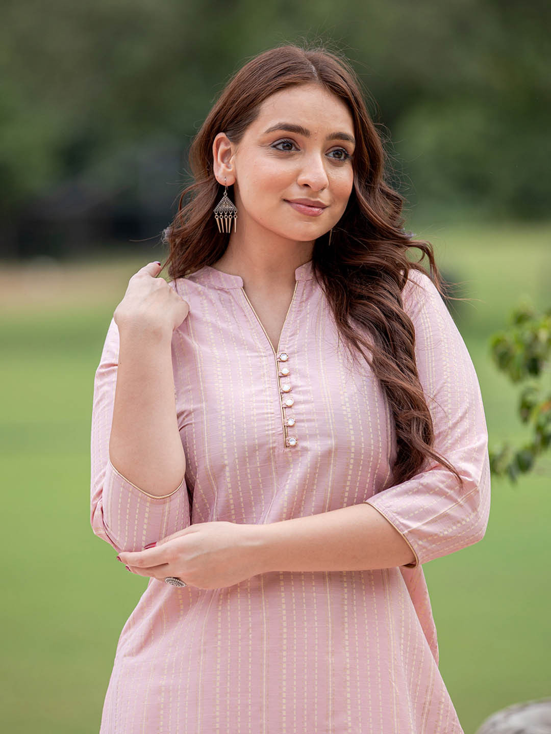 SUTI Women Ethnic Motifs Printed Regular Kantha Work Kurta with Trousers