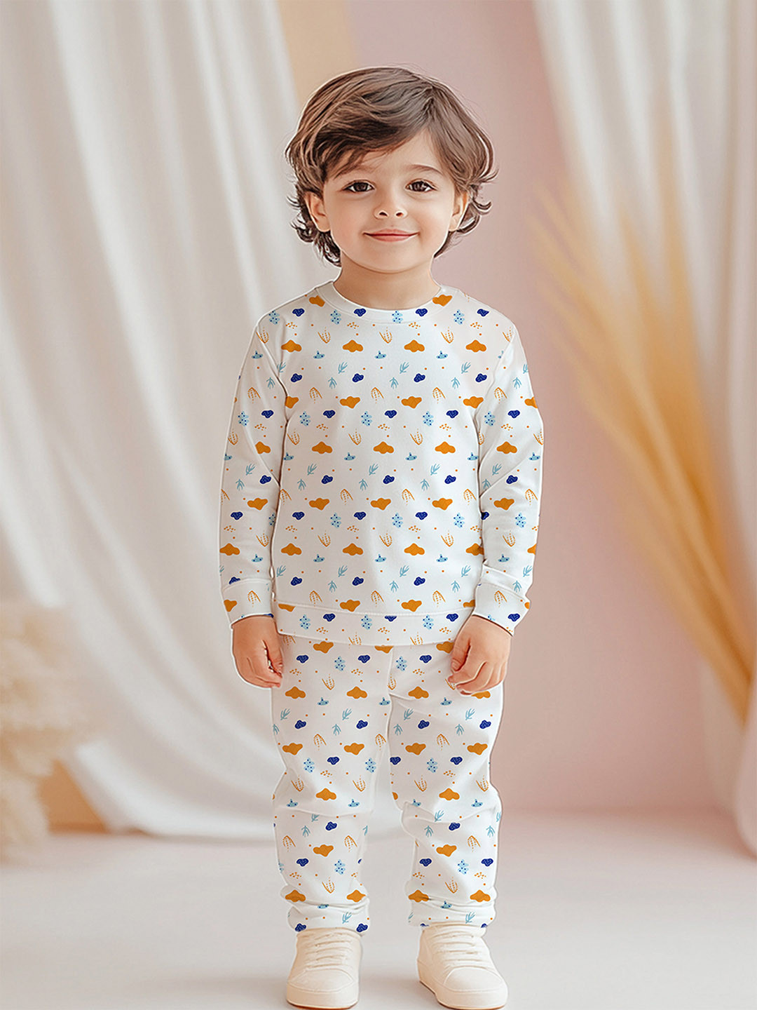 Kidbea Kids Printed Pure Organic Bamboo T-Shirt With Trouser Clothing Set