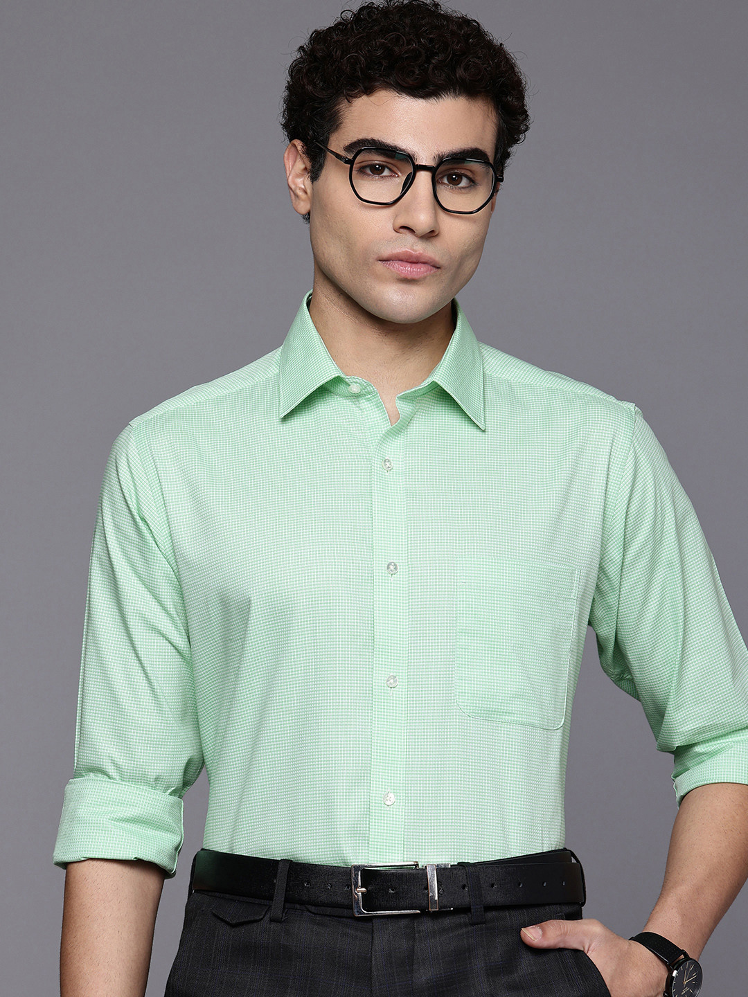Raymond Slim Fit Checked Pure Cotton Formal Shirt