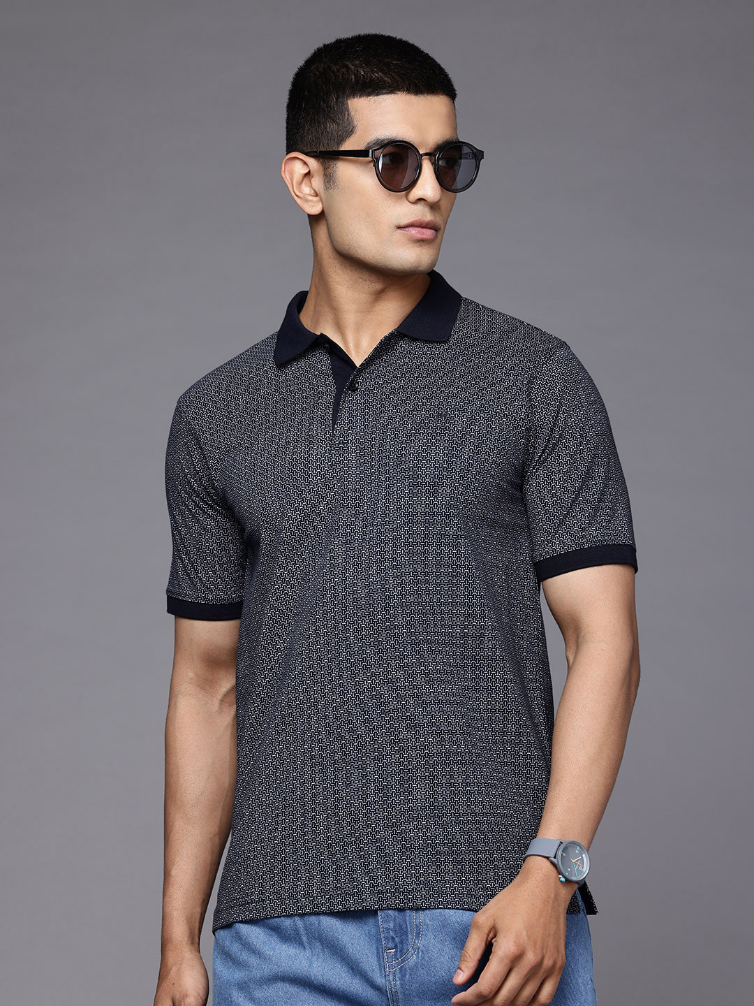 Raymond Slim Modern Fit Printed Polo Collar Pure Cotton T-shirt