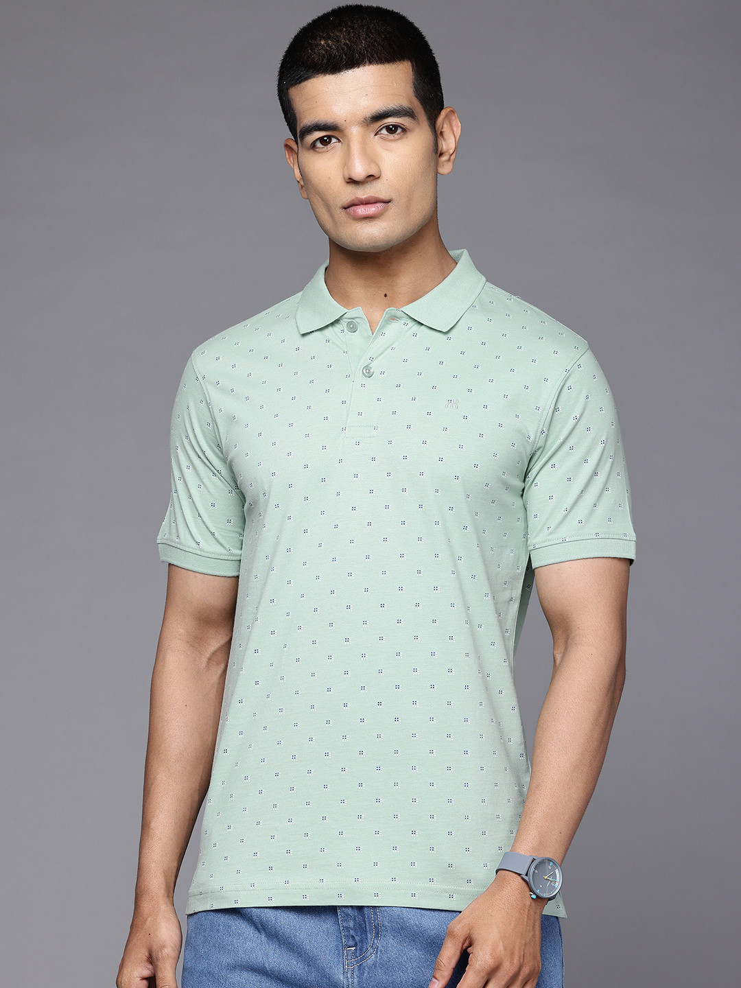 Raymond Printed Polo Collar Pure Cotton Slim Fit T-shirt