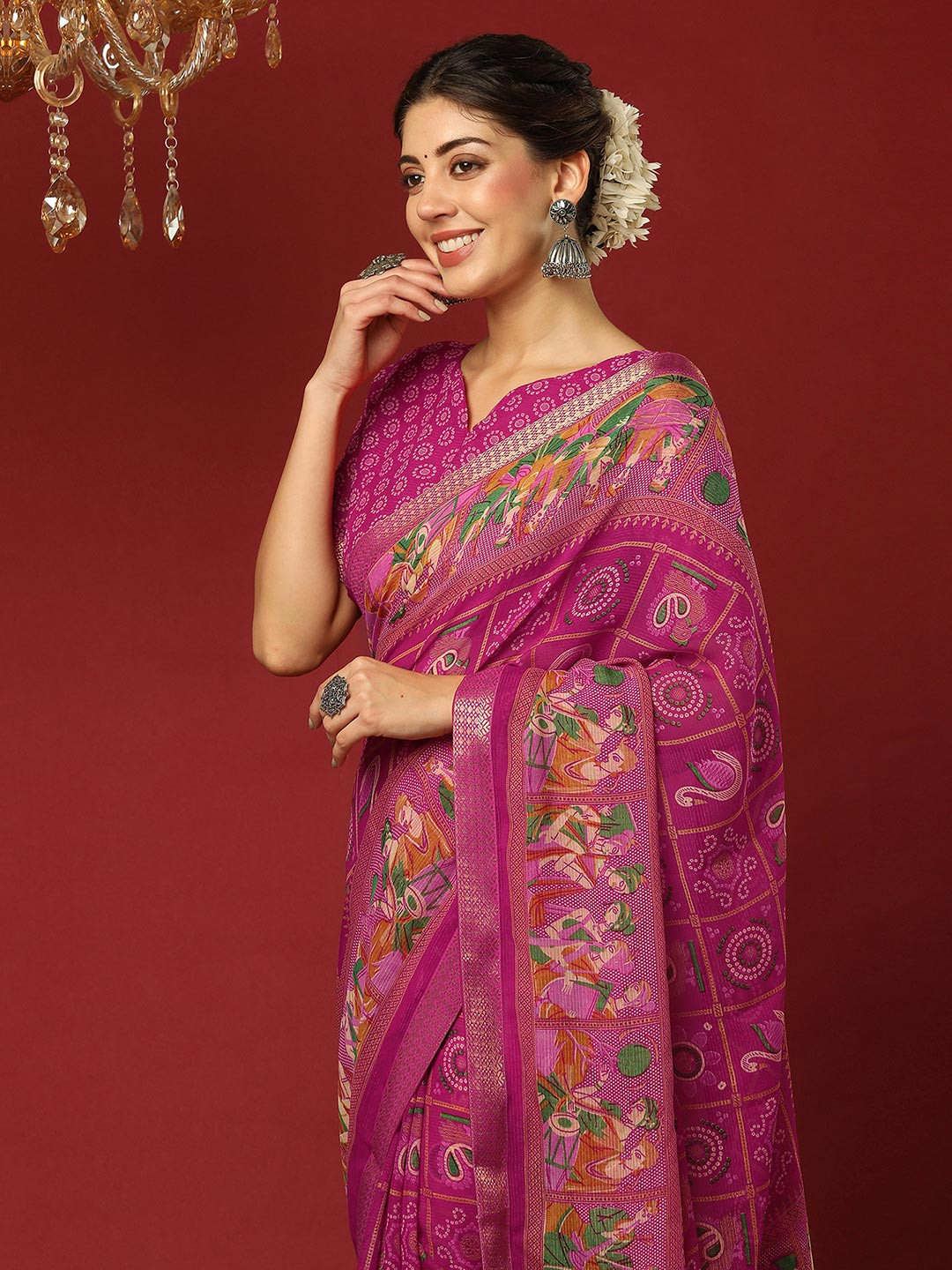 KALINI Bandhani Pure Georgette Bandhani Saree