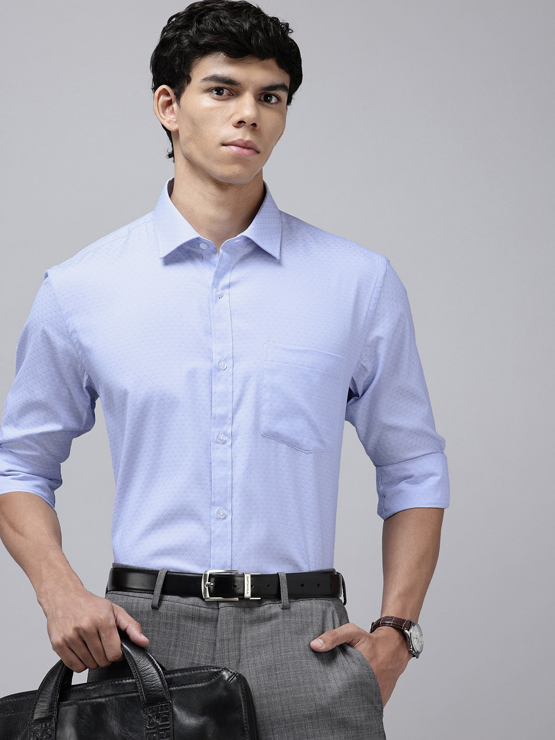 Park Avenue Slim Fit Self Designed Formal Shirt