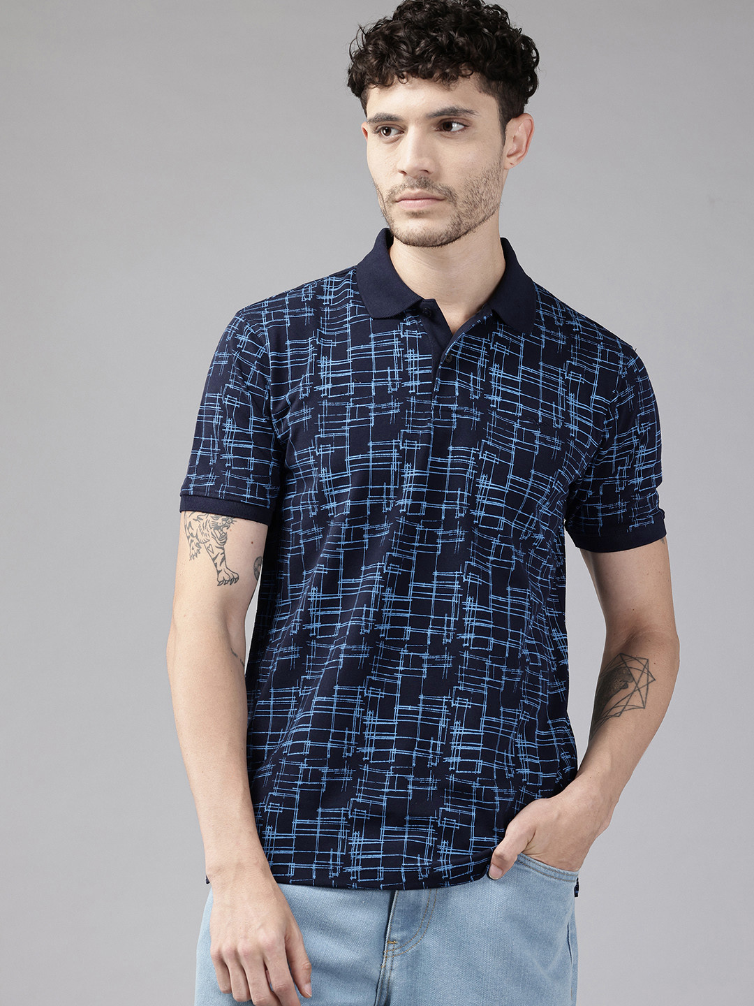 Park Avenue Abstract Printed Polo Collar T-shirt