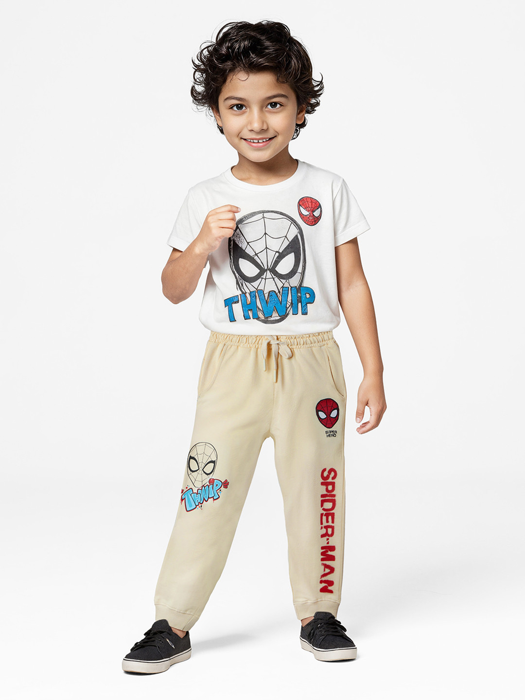 The Souled Store Boys Spider-Man Thwip Printed Pure Cotton Joggers