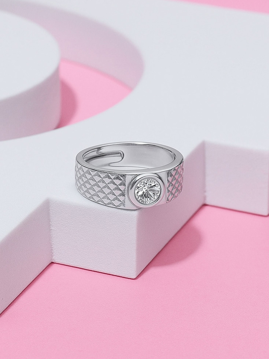 Zisthi 925 Sterling Silver Rhodium-Plated Versatile Nario Ring for Men Adjustable