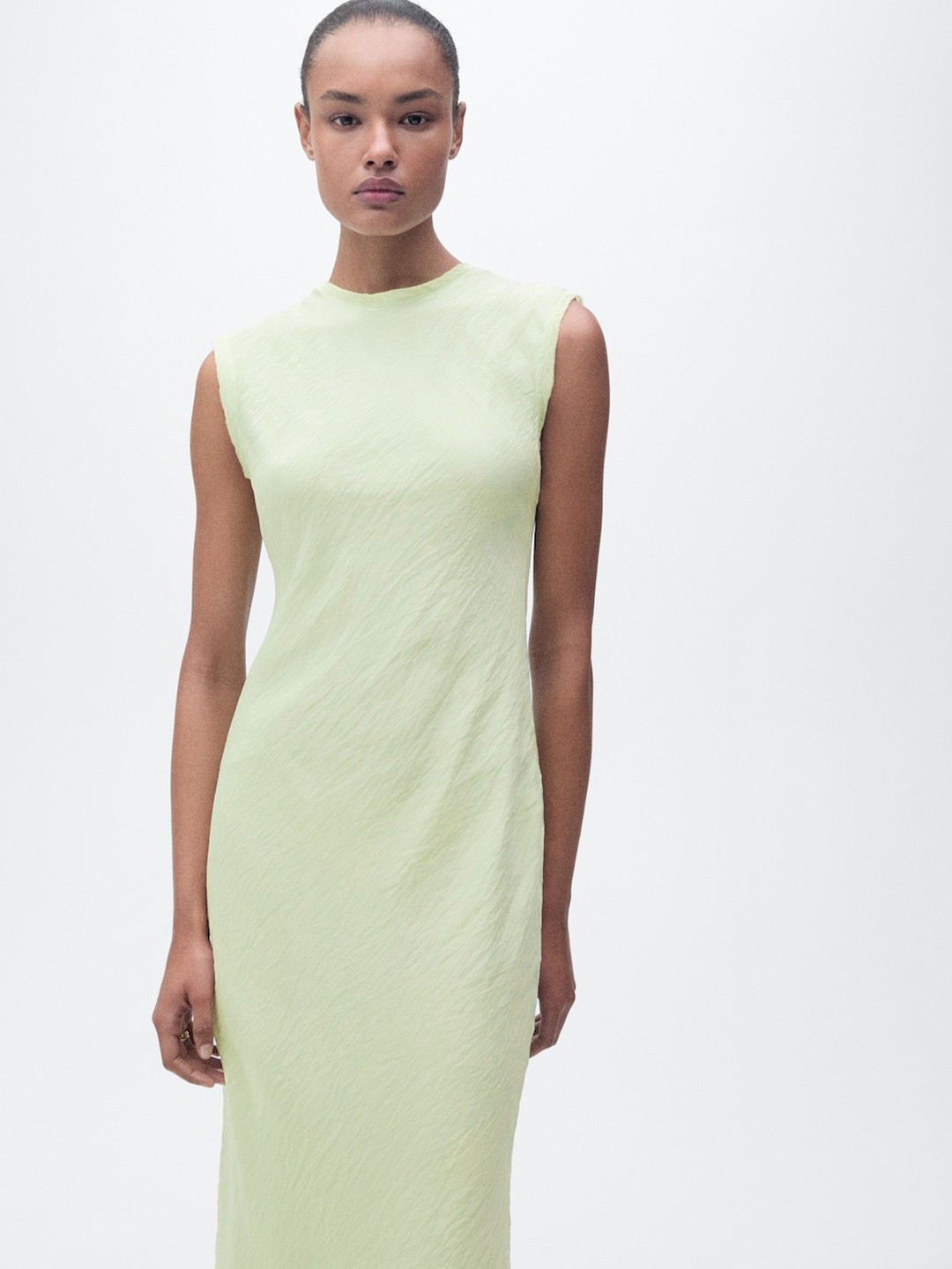 MANGO Scoop Back Sheath Midi Dress